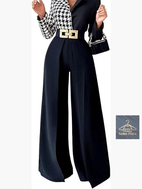 Pants - Wide Leg Dress Pants High Waisted Flowy Palazzo Trousers for Work Office